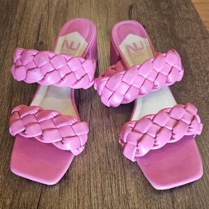Braided Slide Sandals in Bright Pink for Women